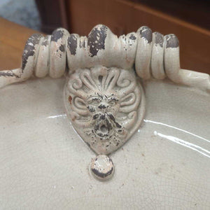 Rustic Ceramic Bird Bath/Bowl- Mushroom Colour