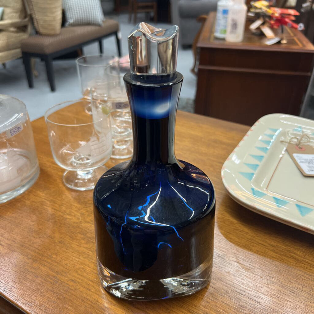 Cobalt Blue Glass Decanter