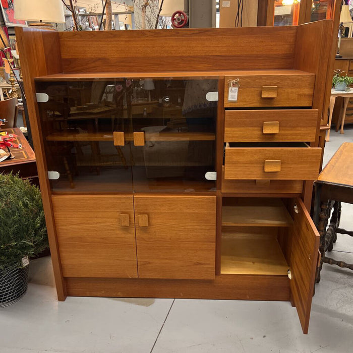 Teak China Cabinet with Glass Doors