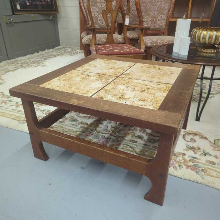 Teak Coffee Table with Tile Top