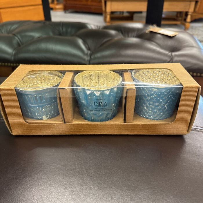 Turquoise - Set of 3 Candle Glass Votives