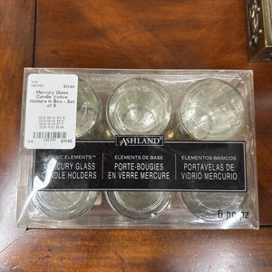 Mercury Glass Candle Votive Holders in Box - Set of 6