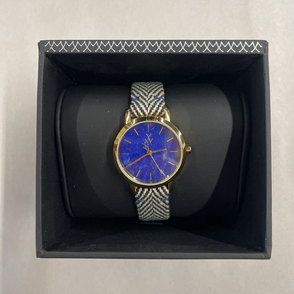 Maya Natural Stone Lapis Watch w Chevron Band - by ToyWatch