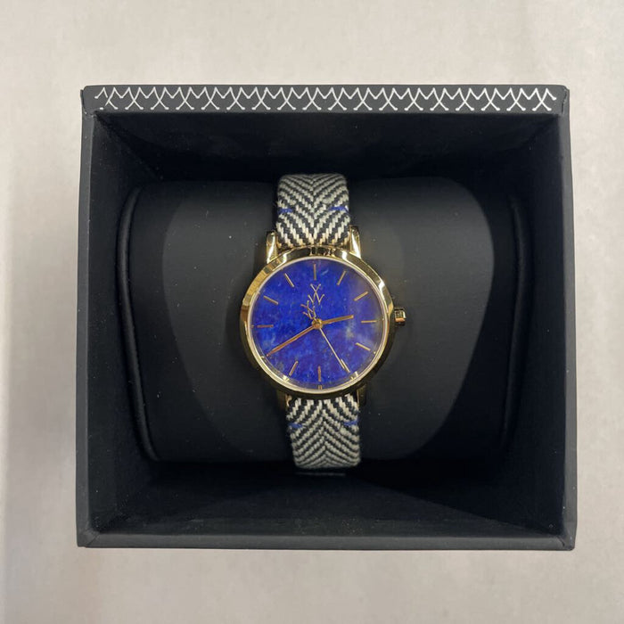 Maya Natural Stone Lapis Watch w Chevron Band - by ToyWatch