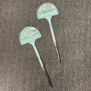 Verdigris Cast Iron PAIR Herb Signs (Oregano & Thyme)