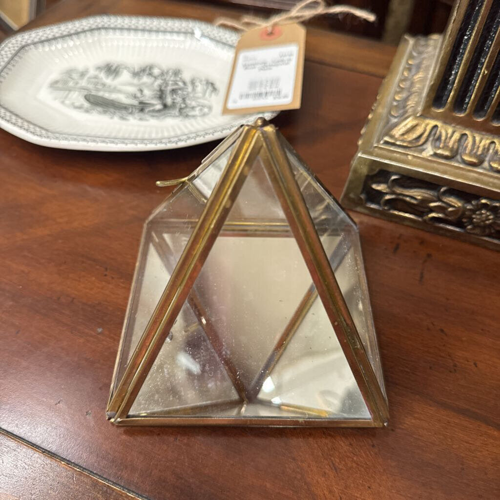Glass Prism Display w Gold Framing
