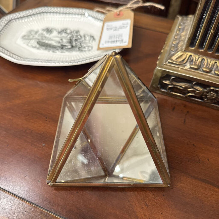 Glass Prism Display w Gold Framing