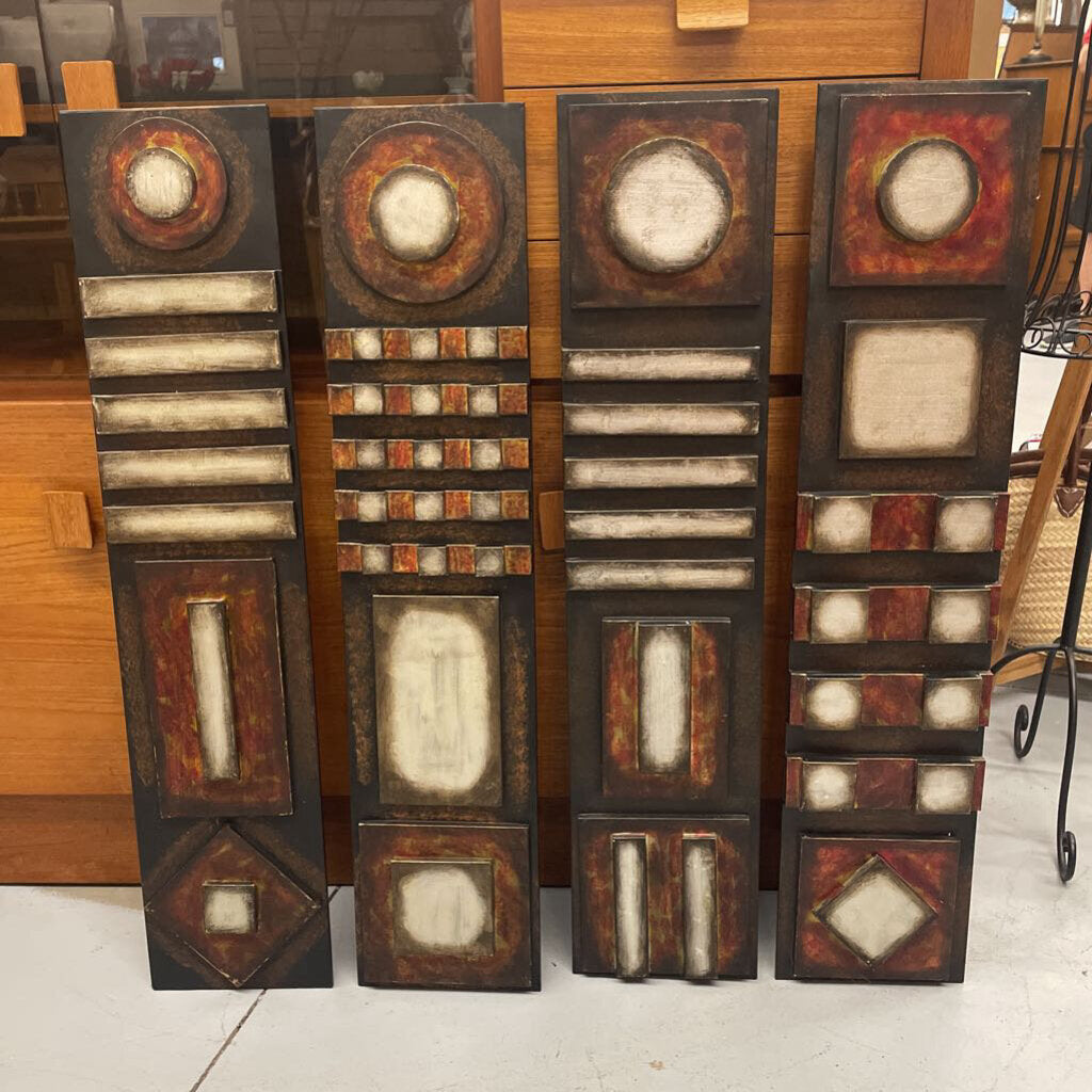 4 Panel - Metal Wall Decor - Lines & Circles