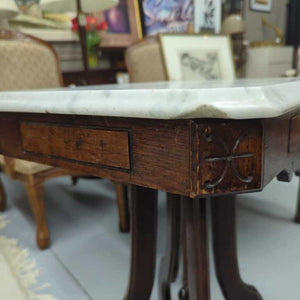 Eastlake Antique Side Table w White Marble Top