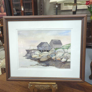 "Montmorency Falls" Original Watercolour By Pat MacAulay, Dark BrownFrame