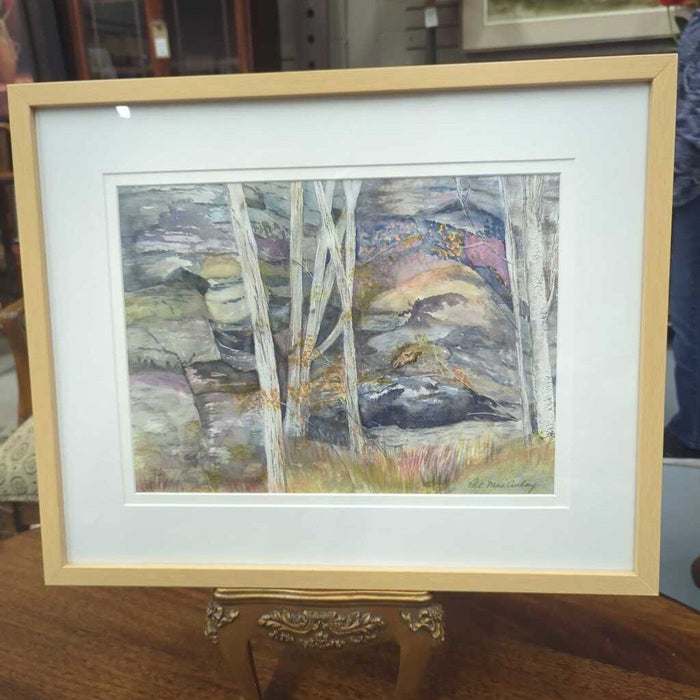 "Aspen Along the Rideau" Original Watercolour By Pat MacAulay, Pine Frame