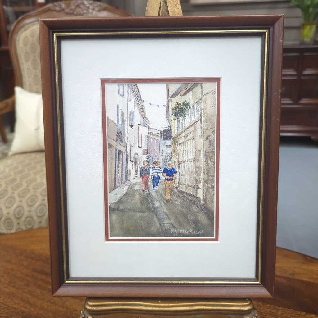 "Exploring In Aix (Province)" Original Watercolour By Pat MacAulay, Gold Frame