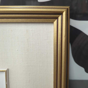 "Trilliums" Gesso Print on Board By JL Keirstead, Gold Frame