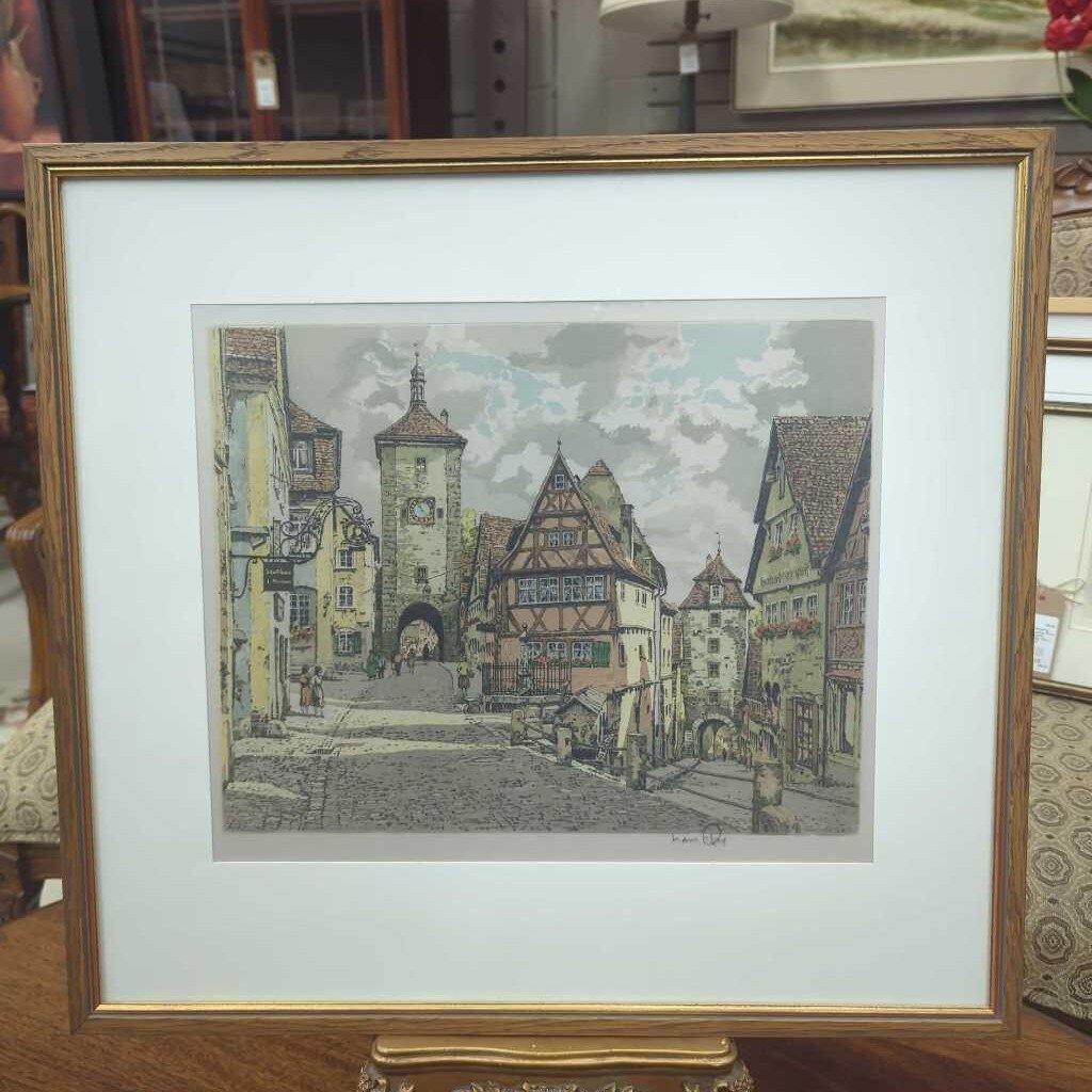 "Rothenburg ob der Tauber" Print, Germany, Wood Frame
