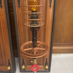 Steam Punk PAIR Pulley Wall Sconces w Cage by Local Artist Jeff Baker