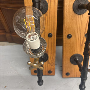 Steam Punk - PAIR Water Faucet Sconces w Sink Strainer by Local Artist Jeff Baker