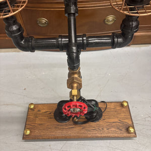 Steam Punk Red Gauge Table Lamp w Cages by Local Artist Jeff Baker