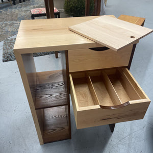 Japanese Style Handcrafted Prep Table- Pine & Oak w Curved Handles