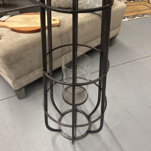 Bella Metal Cage Candle Holder w Glass Hurricane