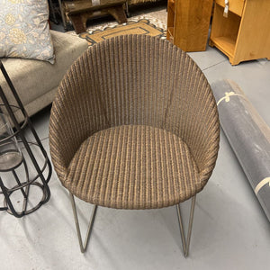 Golden Brown Wicker Chair w Brushed Chrome Legs
