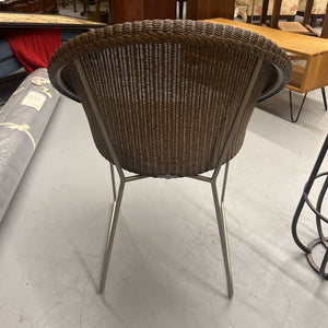 Golden Brown Wicker Chair w Brushed Chrome Legs