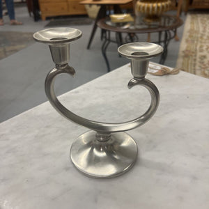 Vintage Pewter Double Candlestick Holder