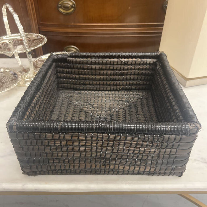 Square Dark Coloured Woven Basket