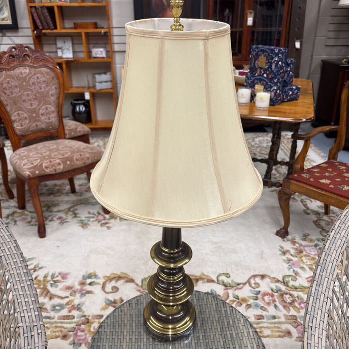 Stiffel Antique Brass Lamp w Cream Shade
