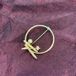 Skis and Pole Brooch - 10k Gold