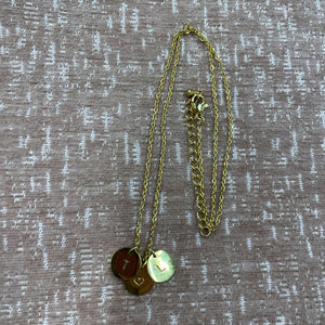 Gold Plated Initial Necklace - "T♡L"