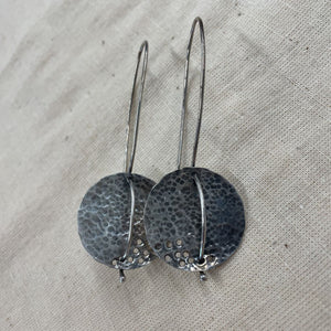 Stirling Silver Textured Circle Drop Earrings