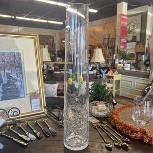 Tall Crackled Glass Vase