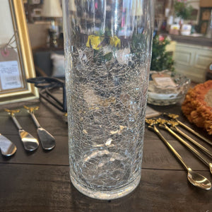 Tall Crackled Glass Vase