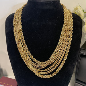 Vintage Monet 6-Strand Gold Necklace - 16"