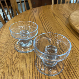 Set - Glass Footed Pillar Candle Holders