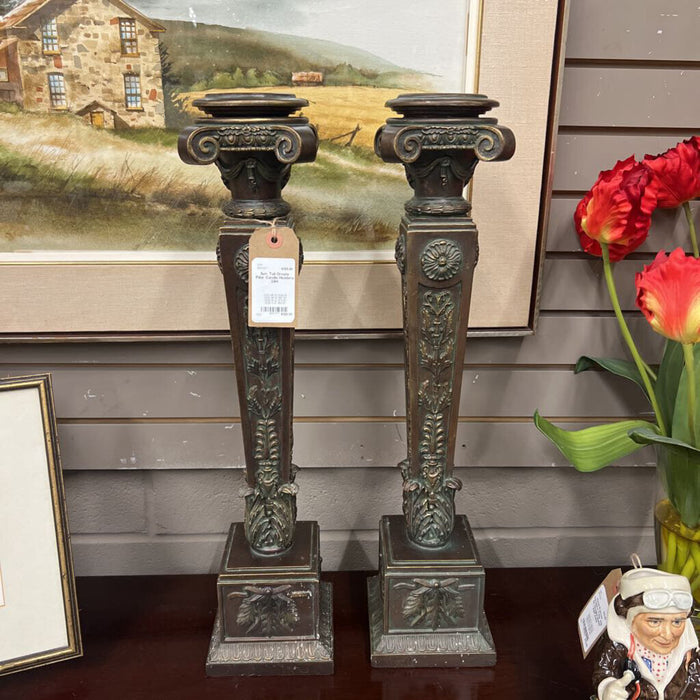 Set- Tall Ornate Pillar Candle Hiolders