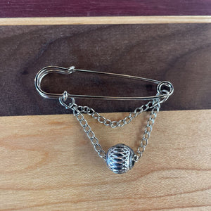 Silver Kilt Pin w Bead Chain Charm