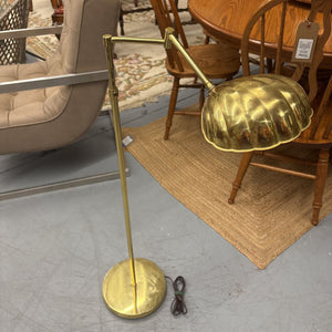Brass Floor Swing Lamp w Shell Shade