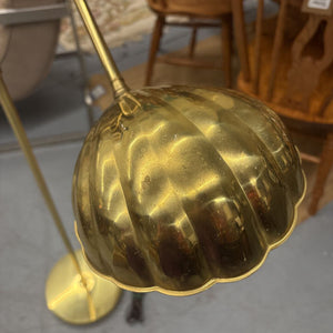 Brass Floor Swing Lamp w Shell Shade