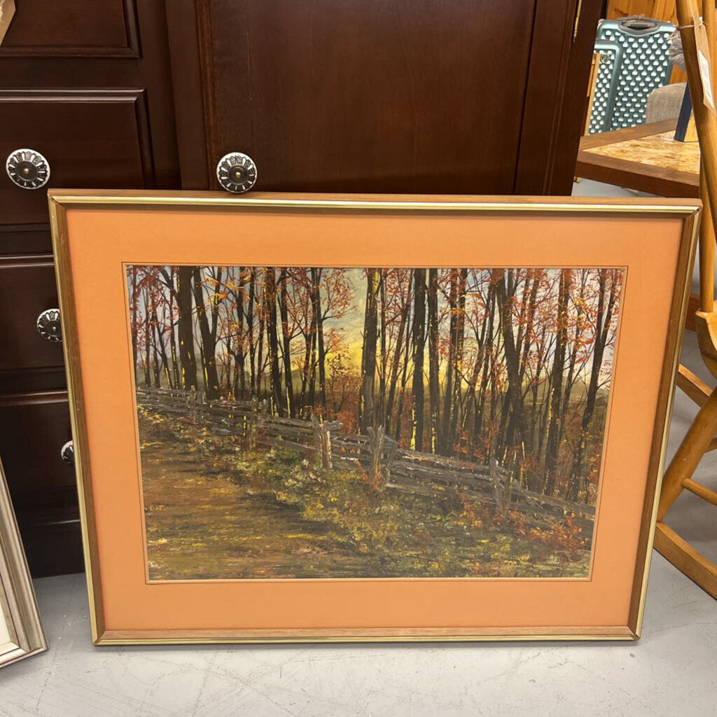 Fall Forest Print in Gold Frame