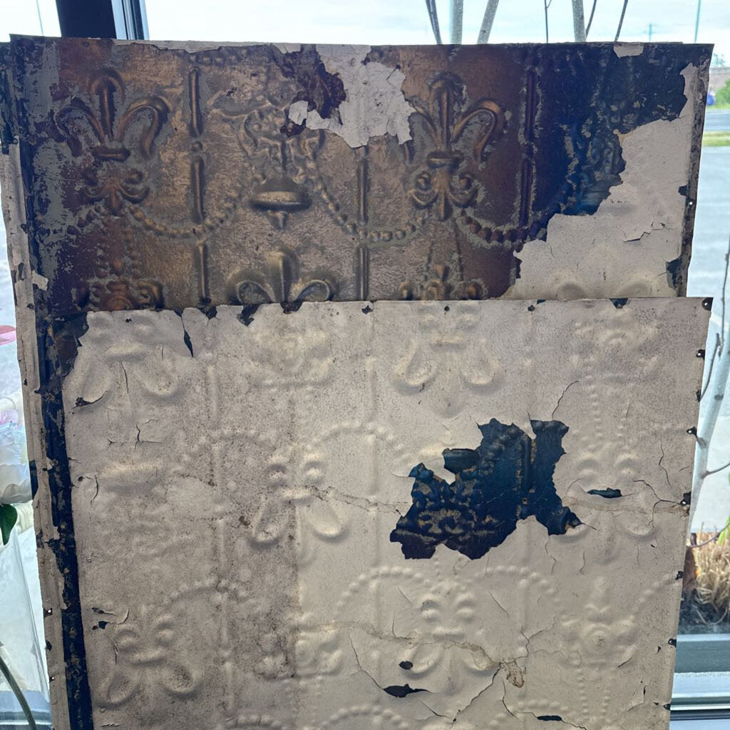 Salvage Sheet of Tin from Farmhouse - Painted