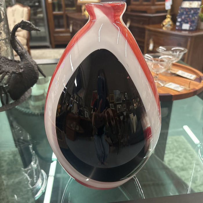 Mid-Century Modern Murano Vase - Black and Red