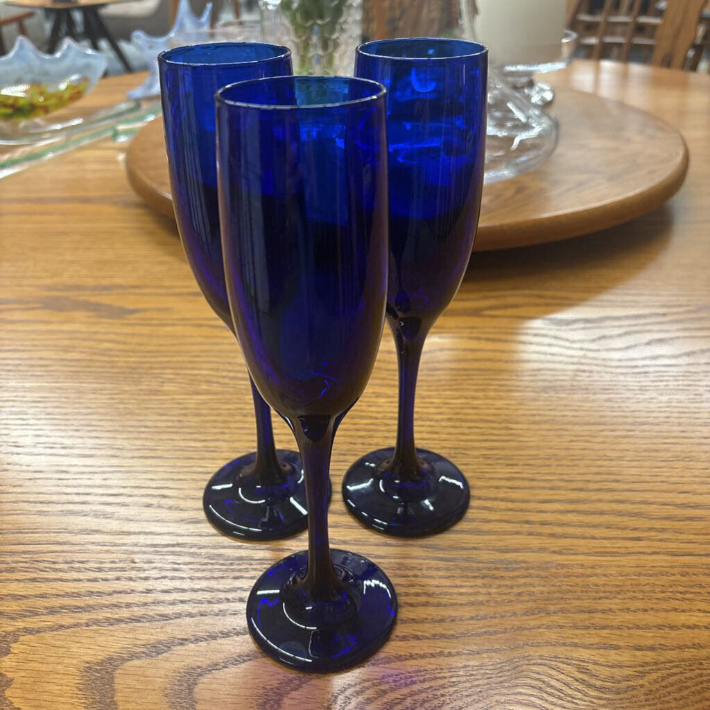 Cobalt Blue Champagne Flute - Set of 3