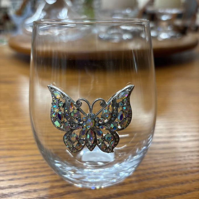 Jewel Butterfly Stemless Wine Glass BLING 726