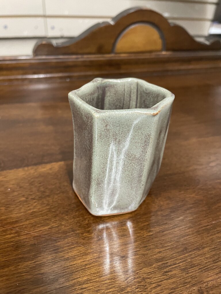 Set Of 3- High Fired Stoneware Cups- Gray & Red