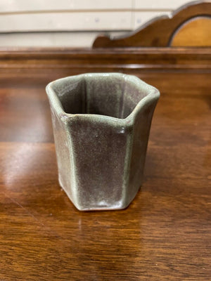 Set Of 3- High Fired Stoneware Cups- Gray & Red