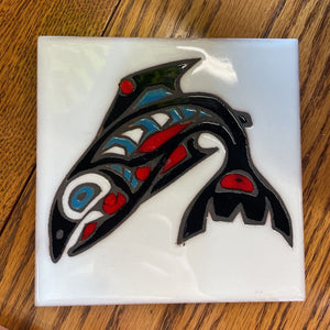 Mag Mor Studios Orca Haida Art - Hand-painted Tile