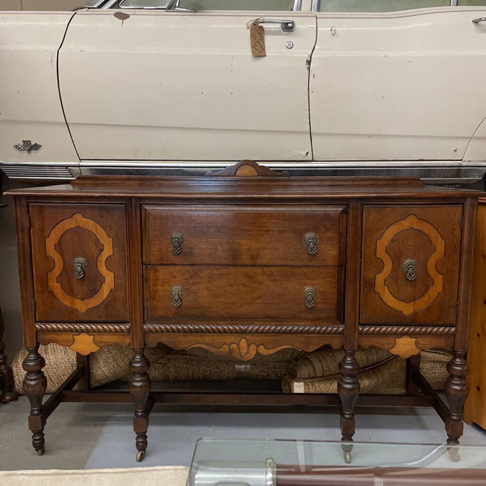 Antique Tudor Style Carved Walnut Sideboard