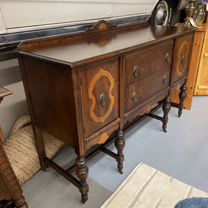 Antique Tudor Style Carved Walnut Sideboard