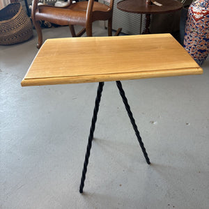 Indoor/Outdoor White Oak Side Table w Metal Base